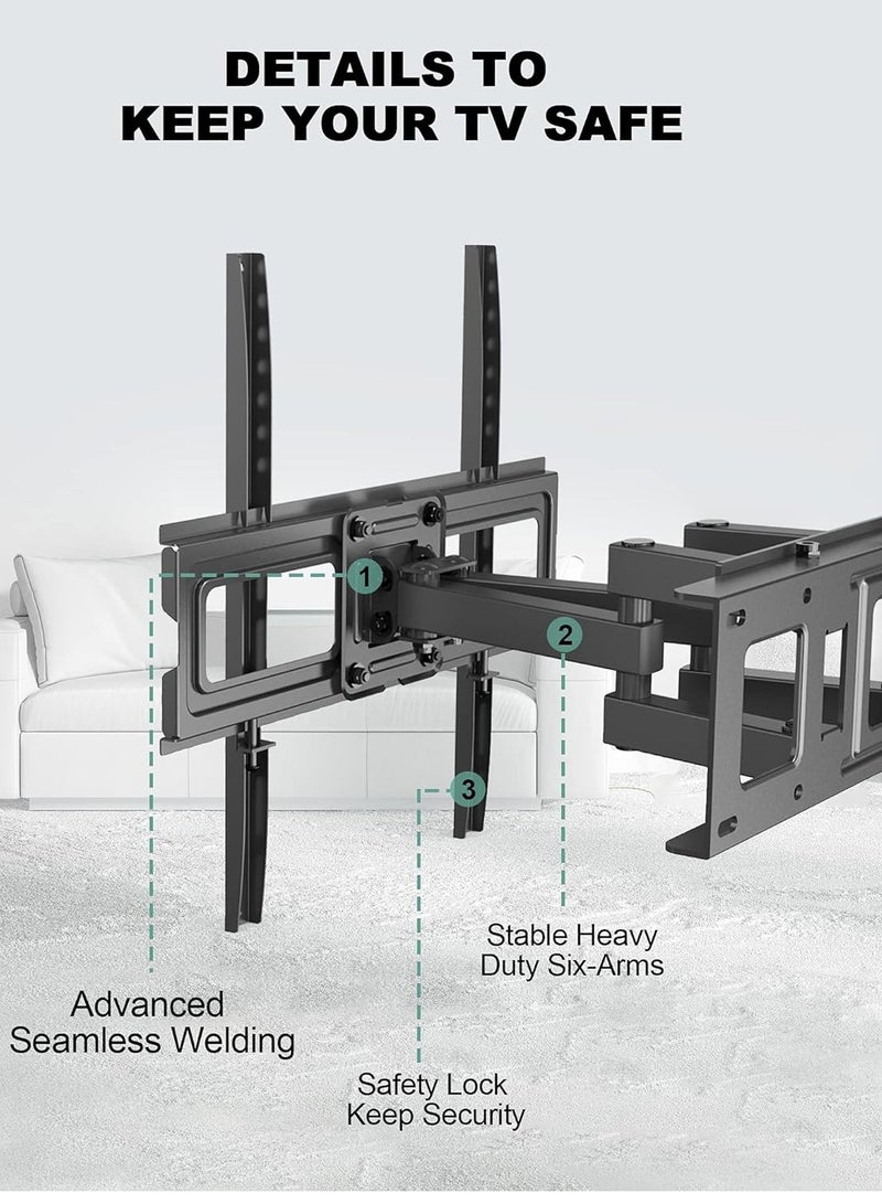 ELTRAZONE Full Motion TV Wall Mount Bracket for Most 26-55 Inch LED LCD OLED Flat and Curved TVs, Dual Articulating Swivel Arms Extension Tilts Rotation with Max VESA 400x400mm, Holds up to 99 lbs - Image 3