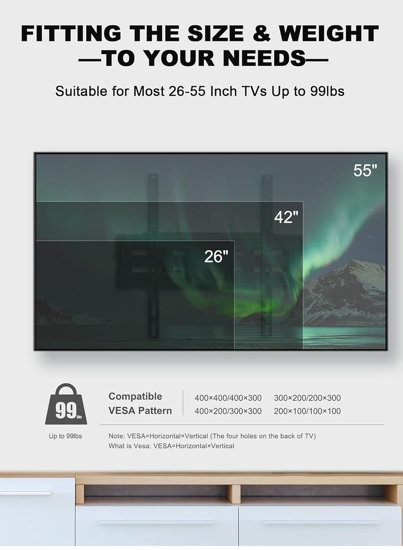 ELTRAZONE Full Motion TV Wall Mount Bracket for Most 26-55 Inch LED LCD OLED Flat and Curved TVs, Dual Articulating Swivel Arms Extension Tilts Rotation with Max VESA 400x400mm, Holds up to 99 lbs - Image 4