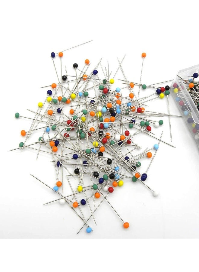 250 قطعة من دبابيس الخياطة برؤوس زجاجية، دبابيس رأس، دبابيس كروية زجاجية مستقيمة للخياطة، تزيين الحرف، 38 مم متعدد الألوان، خياطة، دبابيس من الفولاذ المقاوم للصدأ، خياطون، دبابيس، دبابيس ووسائد دبابيس - Image 2