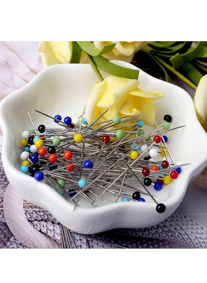 250 قطعة من دبابيس الخياطة برؤوس زجاجية، دبابيس رأس، دبابيس كروية زجاجية مستقيمة للخياطة، تزيين الحرف، 38 مم متعدد الألوان، خياطة، دبابيس من الفولاذ المقاوم للصدأ، خياطون، دبابيس، دبابيس ووسائد دبابيس - Image 3