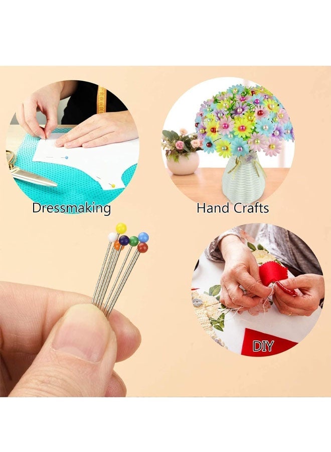 250 قطعة من دبابيس الخياطة برؤوس زجاجية، دبابيس رأس، دبابيس كروية زجاجية مستقيمة للخياطة، تزيين الحرف، 38 مم متعدد الألوان، خياطة، دبابيس من الفولاذ المقاوم للصدأ، خياطون، دبابيس، دبابيس ووسائد دبابيس - Image 4