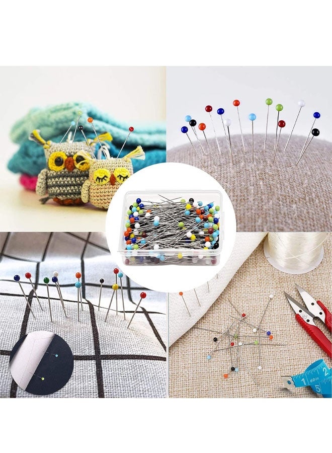 250 قطعة من دبابيس الخياطة برؤوس زجاجية، دبابيس رأس، دبابيس كروية زجاجية مستقيمة للخياطة، تزيين الحرف، 38 مم متعدد الألوان، خياطة، دبابيس من الفولاذ المقاوم للصدأ، خياطون، دبابيس، دبابيس ووسائد دبابيس - Image 5