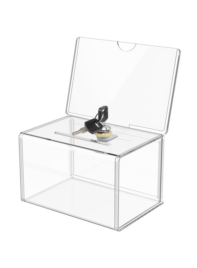 Generic Acrylic Donation Box with Lock and Sign Holder, Clear Ballot Box Donation Boxes for Fundraising with Lock(Clear)  - Image 1