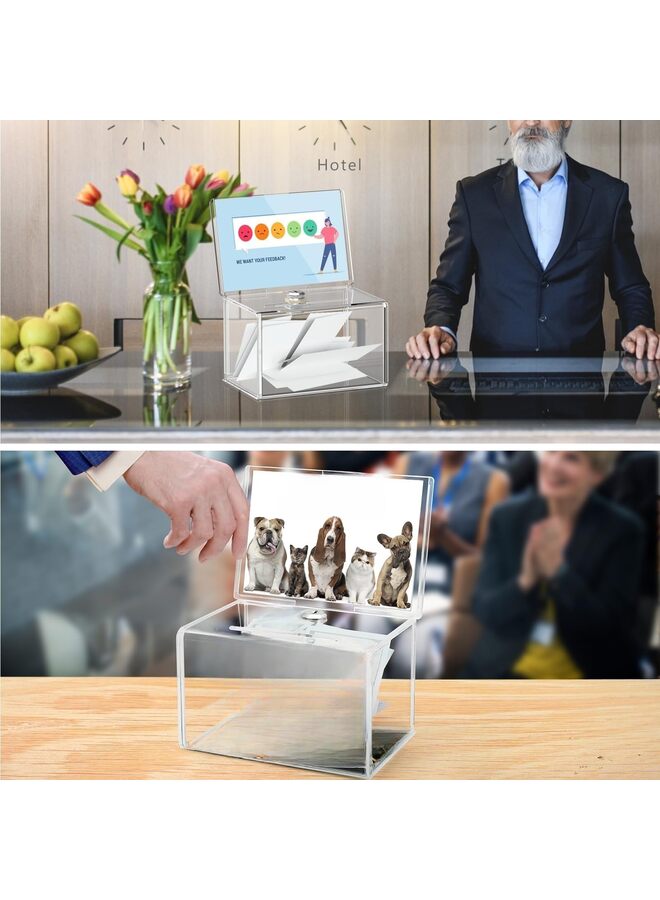Generic Acrylic Donation Box with Lock and Sign Holder, Clear Ballot Box Donation Boxes for Fundraising with Lock(Clear)  - Image 3