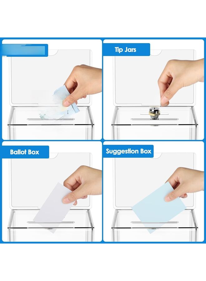 Generic Acrylic Donation Box with Lock and Sign Holder, Clear Ballot Box Donation Boxes for Fundraising with Lock(Clear)  - Image 5
