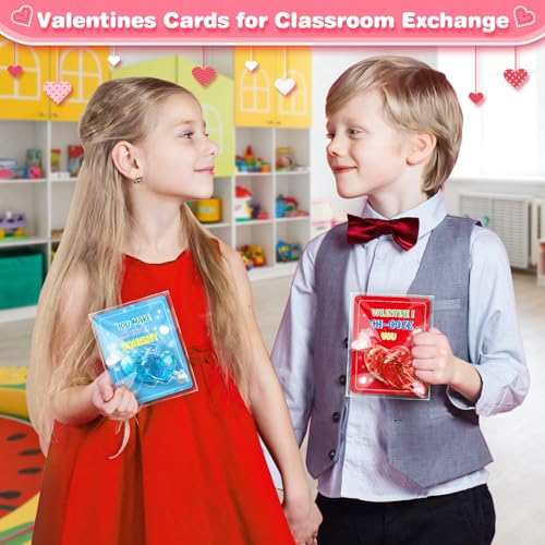Bstoyder Valentines Day Gifts Cards for Kids 24 Pack Double Heart Squeeze Balls with Greeting Cards for Kids Classroom Exchange Prizes Stretchy Toy Balls Bulk Gift Squeeze Relief Fidget Toy for Party Favor - Image 5