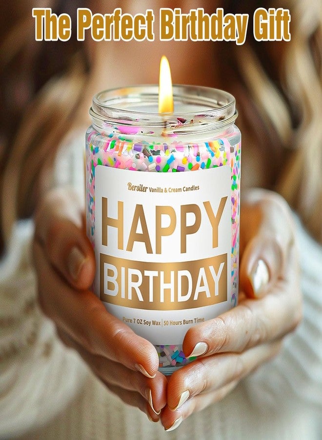 Bersiler Happy Birthday Candle Gifts for Women, Vanilla Cream Birthday Candle with Sprinkles, Unique Birthday Gifts for Her Best Friend Women, 7oz Soy Wax Scented Candle - Image 5