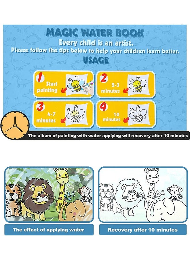 Lemon 3 Pcs Water Drawing Book,Water Coloring & Doodle Book,Reusable Water Reveal Activity Books for Kid,Painting Color Wonder Coloring Books,Gift for Girl & Boy  (Dinosaurs, Farms, And Vehicles) - Image 3