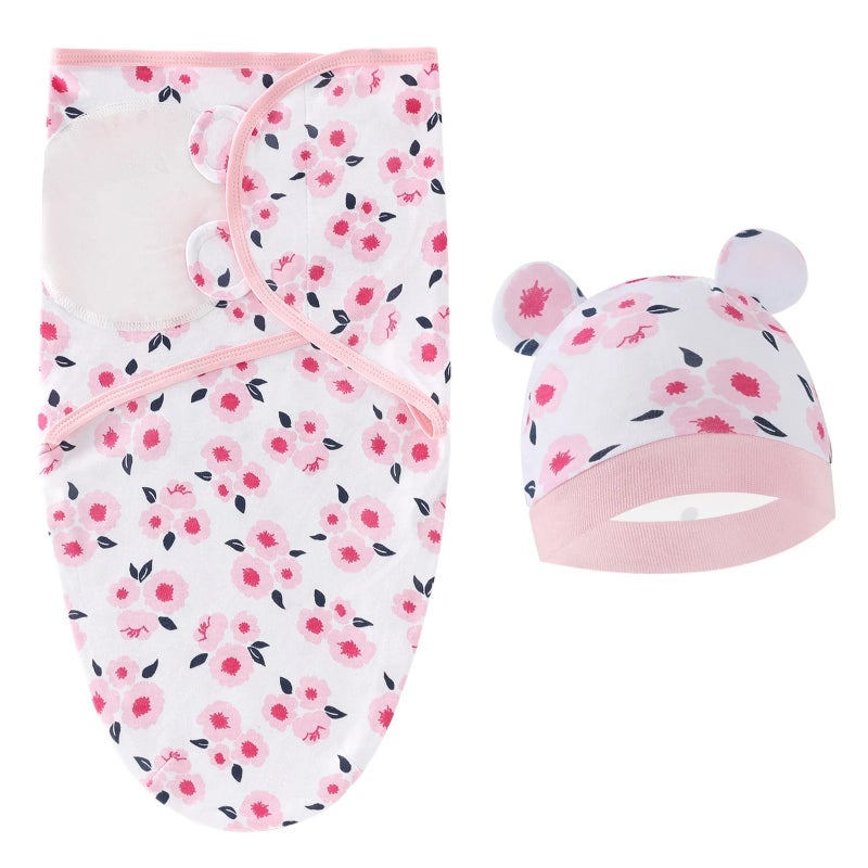 Y&D Baby Swaddle Wrap with Hat Set - Soft Cotton Swaddle Blanket for Newborn Infant Sleep (Swaddlers) - Image 1