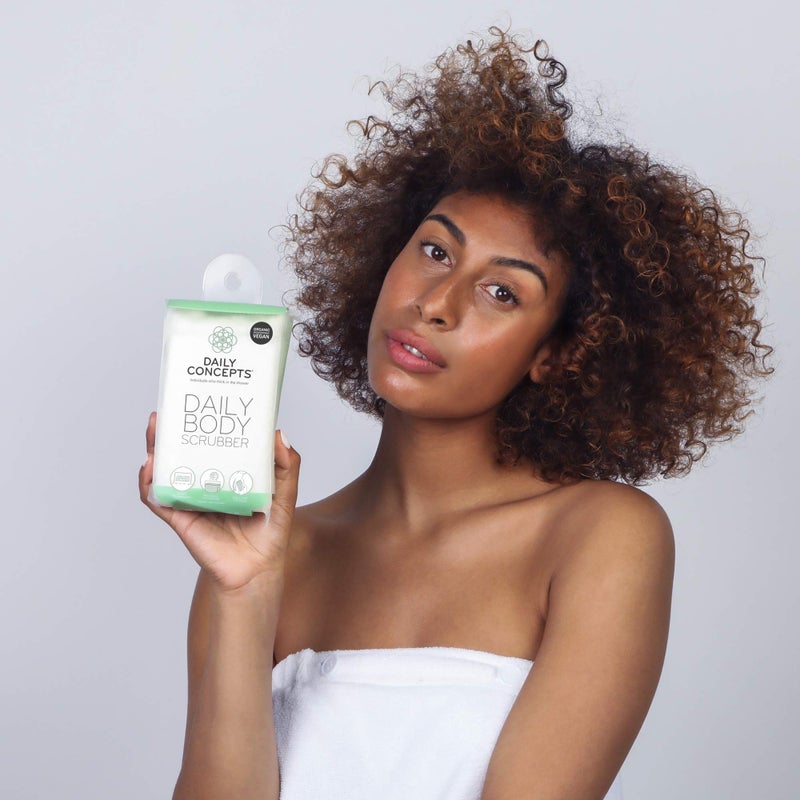 DAILY CONCEPTS Daily Body Scrubber, Soy-Based And Organic Cotton. For The Whole Body. The Bath Sponge Deeply Cleanses The Skin And Creates A Rich Foamy Lather. Exfoliation - Image 4
