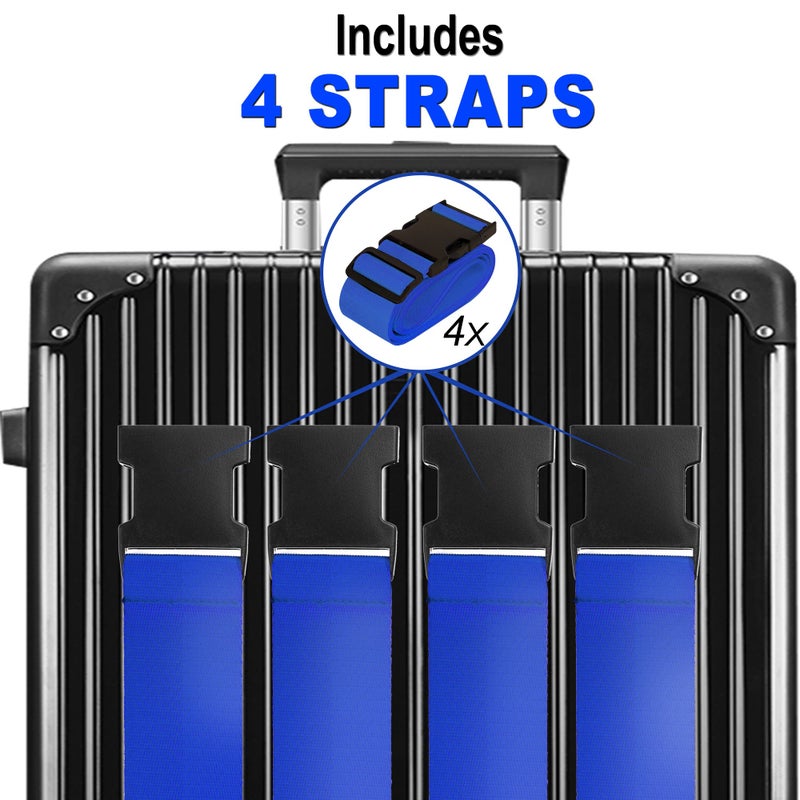 Chelmon Luggage Straps for Suitcases TSA Approved Travel Belt 4 Pack by Chelmon (Blue) - Image 3