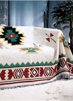 LEOKOR غطاء أريكة منسوج مزدوج الجانب، أغطية أريكة أنيقة بنمط هندسي لبطانية أريكة 3 مقاعد للسرير، بطانية ناعمة قابلة للغسل للسرير غير قابلة للانزلاق مقاس كبير 180 * 300 سم  - Image 5