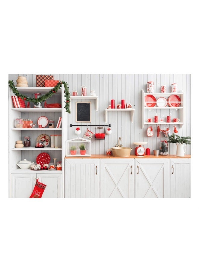 7X5ft Christmas Modern Kitchen Photography Backdrop Retro Wood Wall Cook Background Indoor Photobooth Decorations Photo Studio Newborn Baby Portrait Props