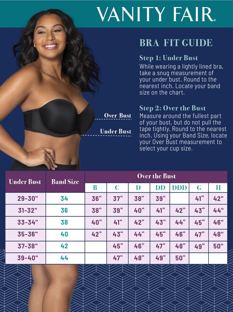 Vanity Fair Womens Beauty Back Smoothing Strapless Bra, 4-way Stretch Fabric, Lightly Lined Cups Up To H Bra, Rose Beige, 34DD US - Image 5