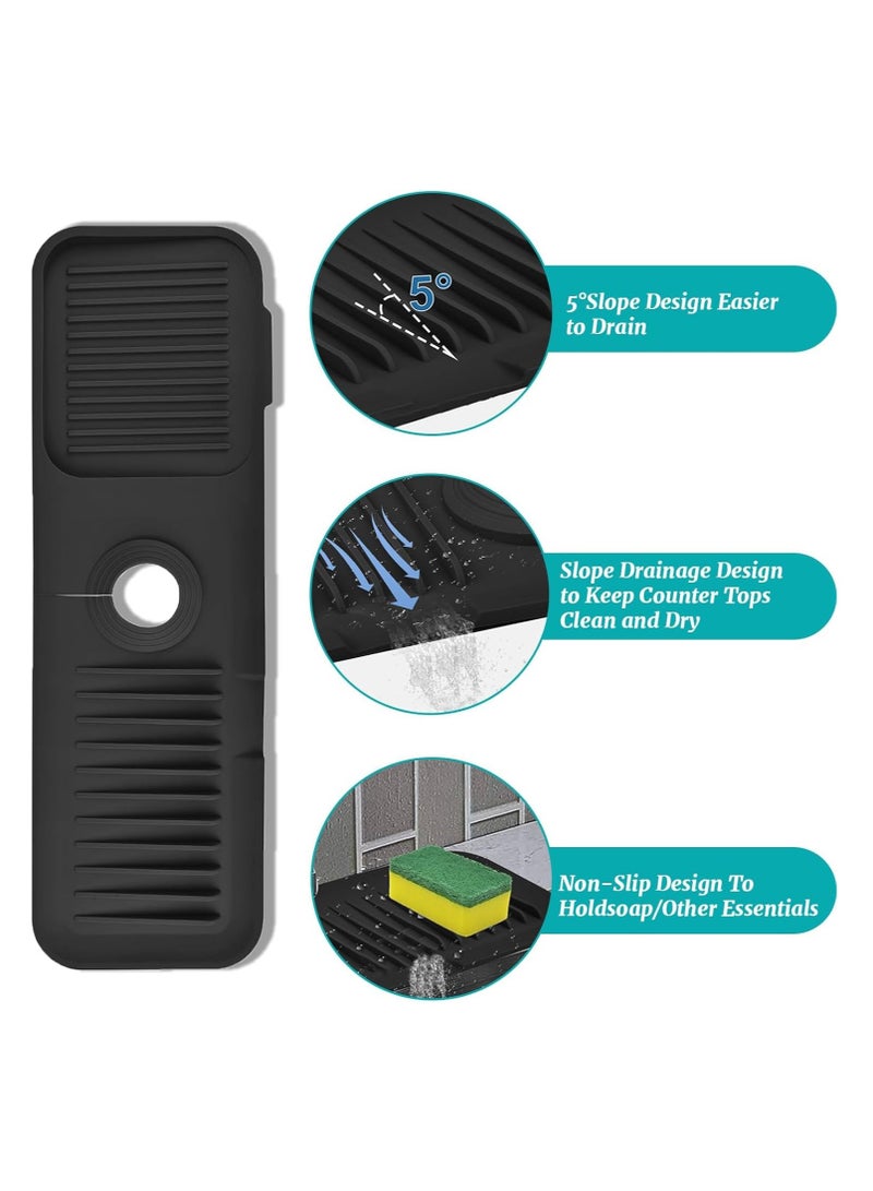 Relex Kitchen Sink Splash Guard, Silicone Draining Mat, Faucet Mat for Bathroom Kitchen Sink, 5° Slope Anti Slip Sink Draining Pad, Kitchen Countertop Protect Accessories, Black - Image 5