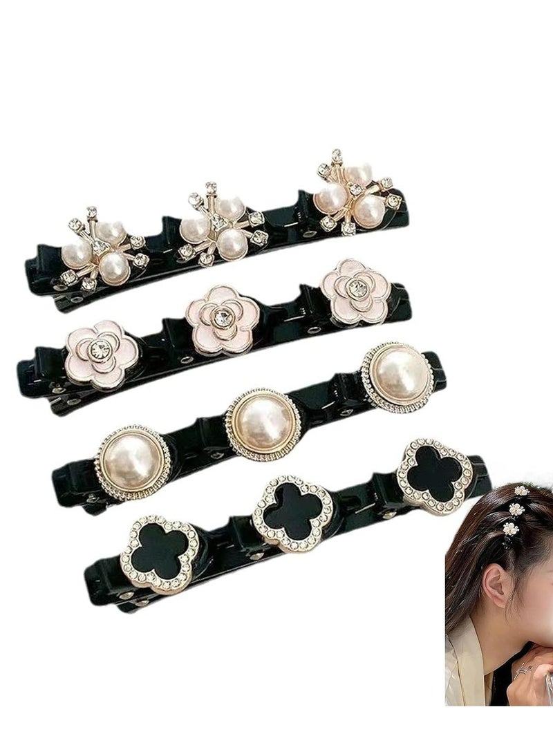 Oasisgalore 4 Pcs Sparkling Crystal Stone Braided Hair Clips, Rhinestone Braided Hairpins for Styling and Decoration.  - Image 1