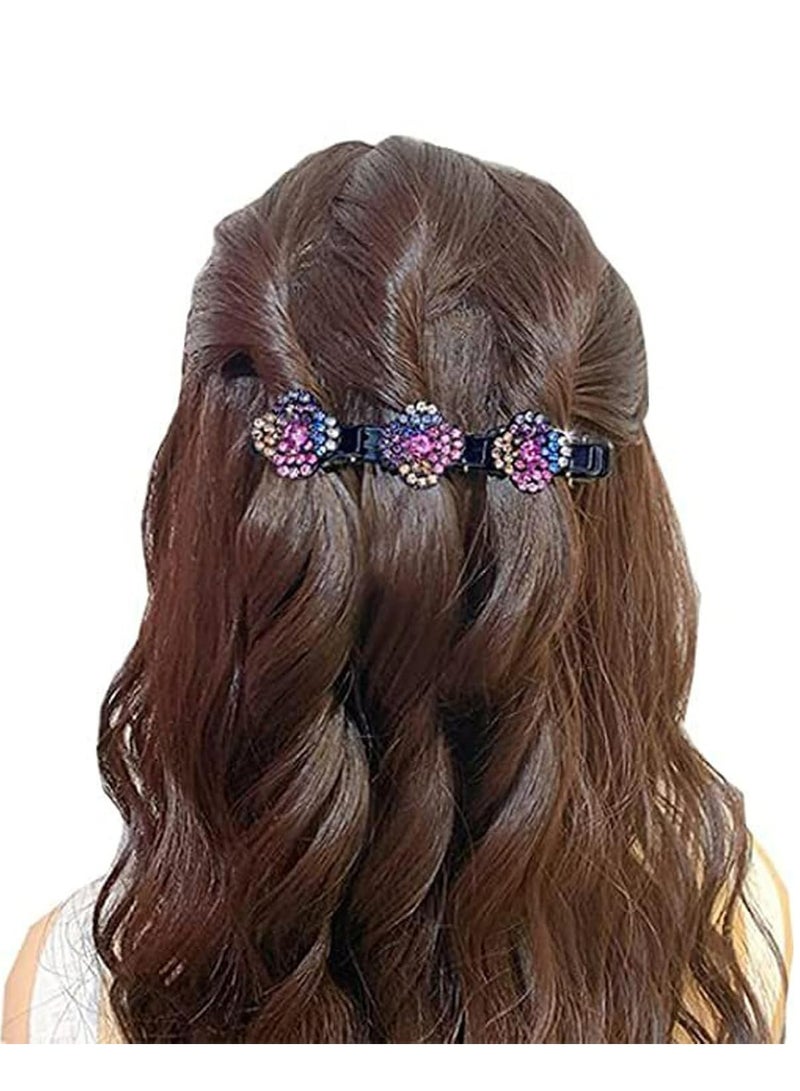 Oasisgalore 4 Pcs Sparkling Crystal Stone Braided Hair Clips, Rhinestone Braided Hairpins for Styling and Decoration.  - Image 2
