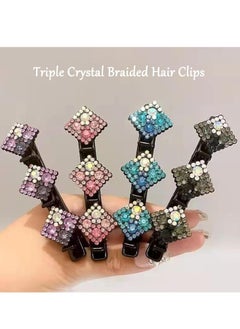 Oasisgalore 4 Pcs Sparkling Crystal Stone Braided Hair Clips, Rhinestone Braided Hairpins for Styling and Decoration.  - Image 3