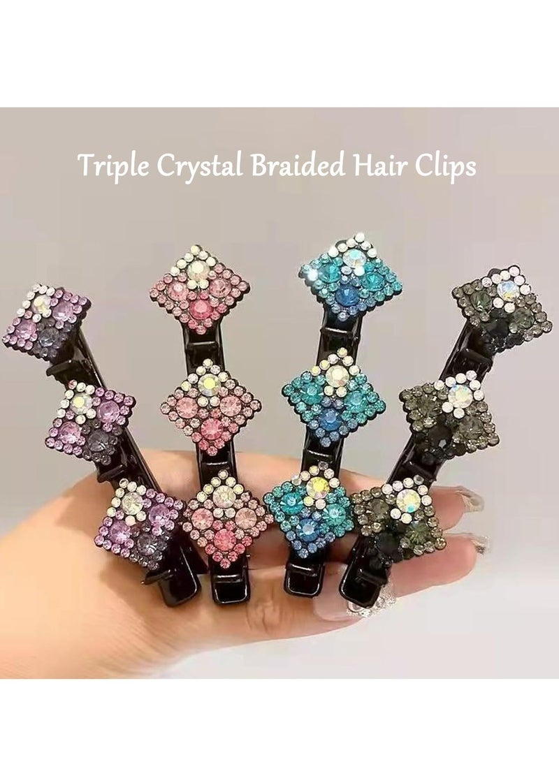 Oasisgalore 4 Pcs Sparkling Crystal Stone Braided Hair Clips, Rhinestone Braided Hairpins for Styling and Decoration.  - Image 3