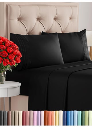 Twin 4 Piece Sheet Set  Comfy Breathable  Cooling  Ultra Soft Hotel Luxury Bedding Set with 816 Inch Deep Pockets  1 Flat  1 Fitted Sheet  2 Pillowcases  Cozy Wrinkle Free  Easy Care  Black - pzsku/ZD69EDEC1C8BF3C92CFEFZ/45/1749492818/9843aad2-06c8-4413-b56b-131ed4d26a8c
