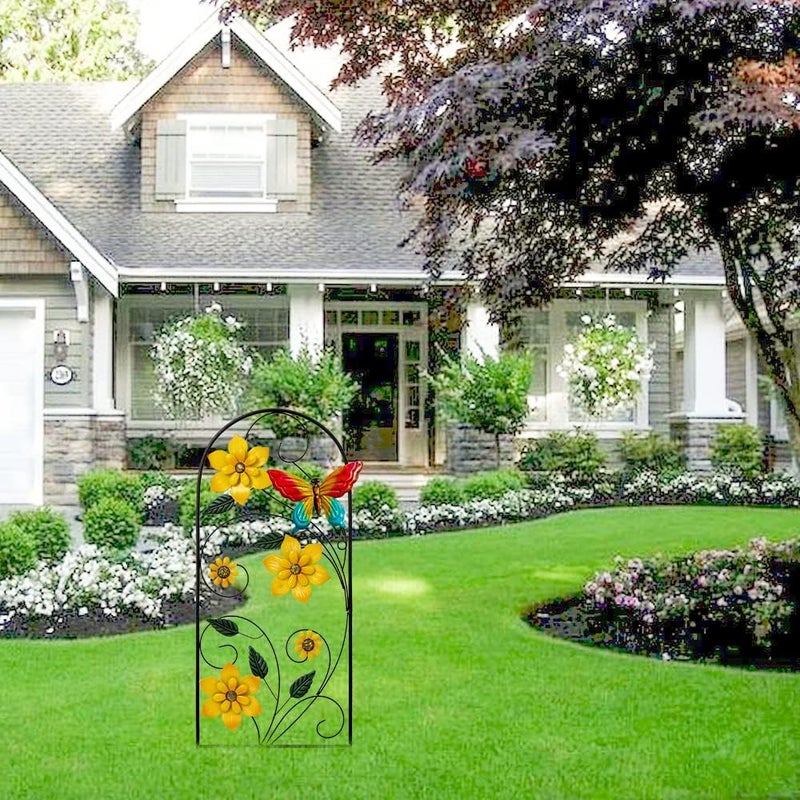 YEAHOME Garden Decor for Outside, 33" Flower Butterflies Decorative Garden Stakes for Spring Garden Decor, Metal Yard Art Stakes for Outdoor Lawn Backyard Porch Decorations - Image 5