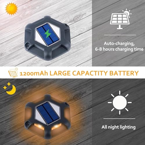 GIGAWATTS GW-710 Solar Road Stud Light with 2V/0.18W Panel 1.2V/1200mAh Ni-MH AA Battery IP65 Deck Lantern for Garden Pathway Patio Yard (Pack of 1) - Image 4