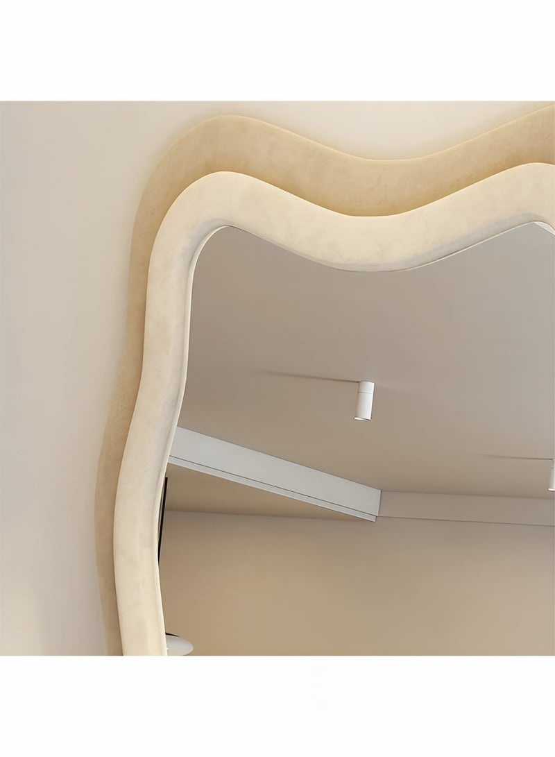 تايمي مرآة كبيرة بتصميم انيق 160x60سم - مرآة كاملة الطول باطارمخملي بني/بيج- تصميمها الرائع يناسب غرفة المعيشة وغرف اللبس وغرف النوم - Image 4