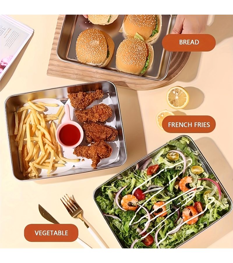 6pcs Stainless Steel Square Food Storage Containers With Clear Leak Proof Lids Stackable - Image 5