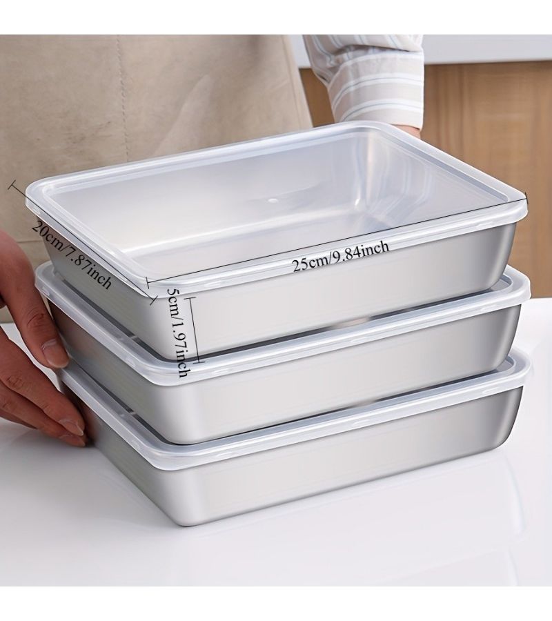 6pcs Stainless Steel Square Food Storage Containers With Clear Leak Proof Lids Stackable - Image 3