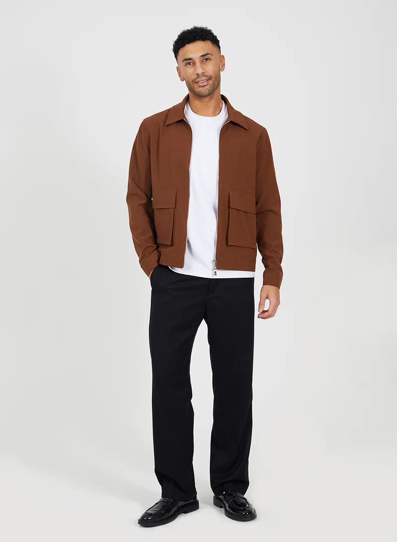 BRAVE SOUL MENS HARRINGTON ZIP THROUGH