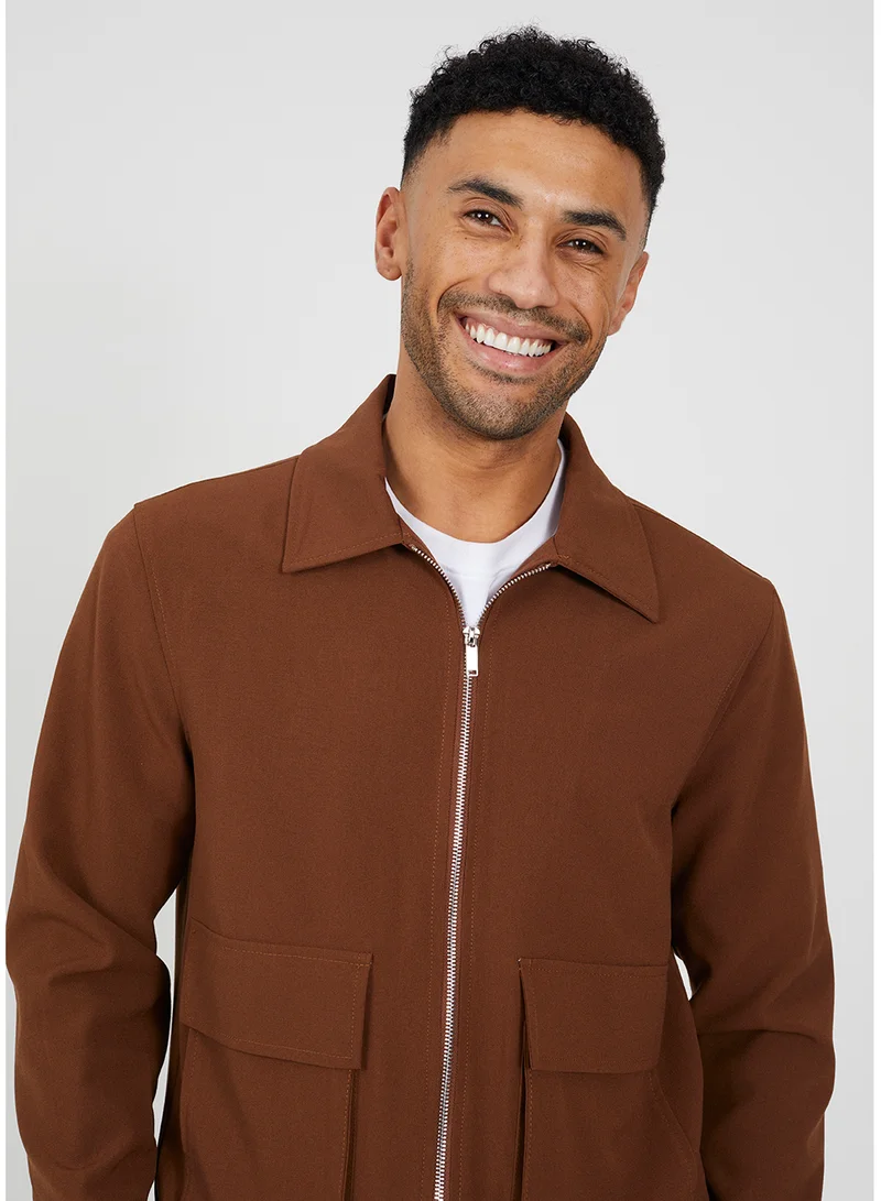 BRAVE SOUL MENS HARRINGTON ZIP THROUGH