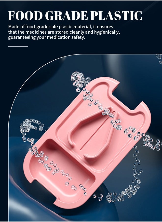 2-in-1 Pill Cutter, Travel Pill Box with Stainless Steel Blade, Removable Cleanable, Suitable for Storing Vitamins and Prescription Drugs