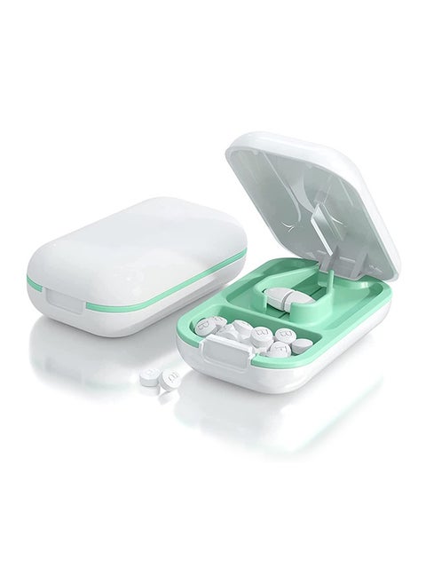2-in-1 Pill Cutter, Travel Pill Box with Stainless Steel Blade, Removable Cleanable, Suitable for Storing Vitamins and Prescription Drugs