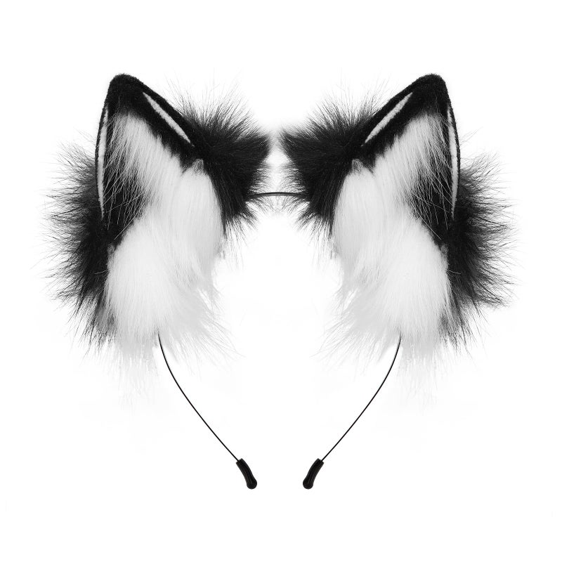 HAOAN Handmade Faux Fur Fox Wolf Ears Headband Halloween Christmas Cosplay Party Costume Accessories - Image 1