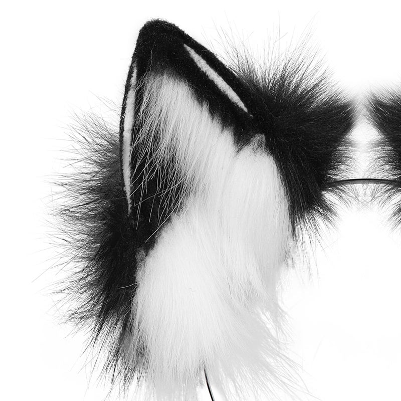 HAOAN Handmade Faux Fur Fox Wolf Ears Headband Halloween Christmas Cosplay Party Costume Accessories - Image 3