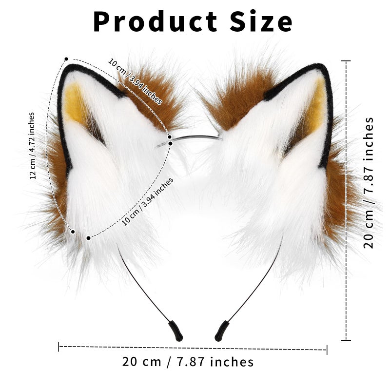 HAOAN Handmade Faux Fur Fox Wolf Ears Headband Halloween Christmas Cosplay Party Costume Accessories - Image 4