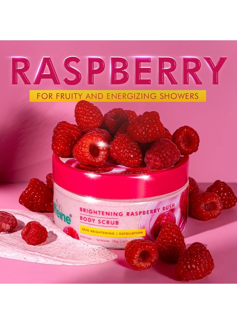 MCaffeine Brightening Raspberry Body Scrub | Tan Removal | AHAs - Lactic & Glycolic Acid, Niacinamide | Vitamin C Rich for Brighter, Soft Skin | Remove Dry, Dead Skin | Fruity Berries Aroma - 175g  - Image 5