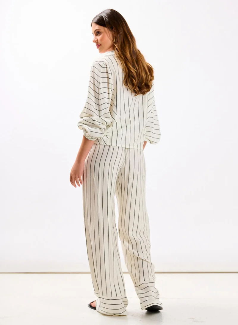 Needs No Label  White Stripe Palazzo Co-ord Trouser for Women | Best Price UAE