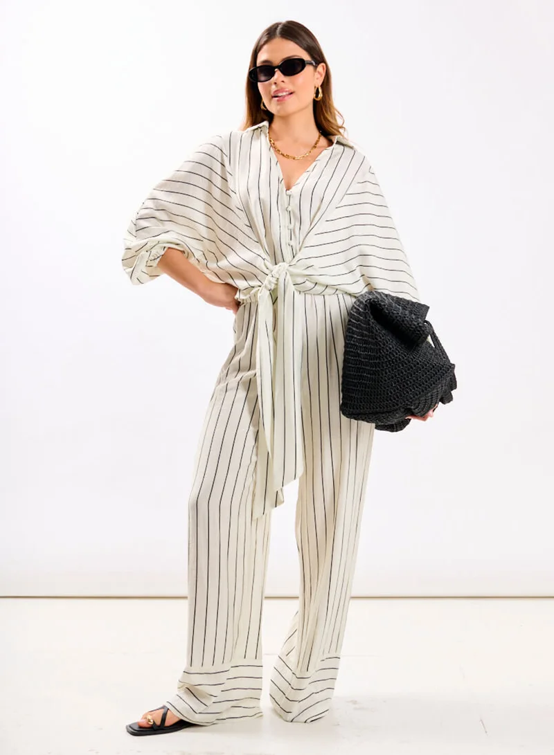 White Stripe Palazzo Co-ord Trouser