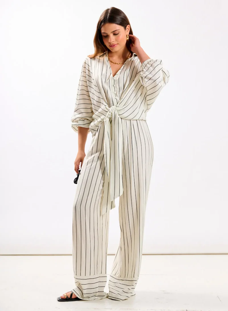 Needs No Label  White Stripe Palazzo Co-ord Trouser for Women | Best Price UAE