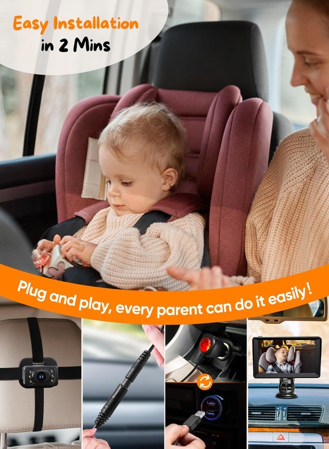 Kidsneed Baby Car Camera 7-Inch Baby Monitor for Car with USB Plug and Play Easy Setup 360 Degree Rotating Backseat Camera Two Kids HD 1080P Rear Facing Seat Cameras - Image 3