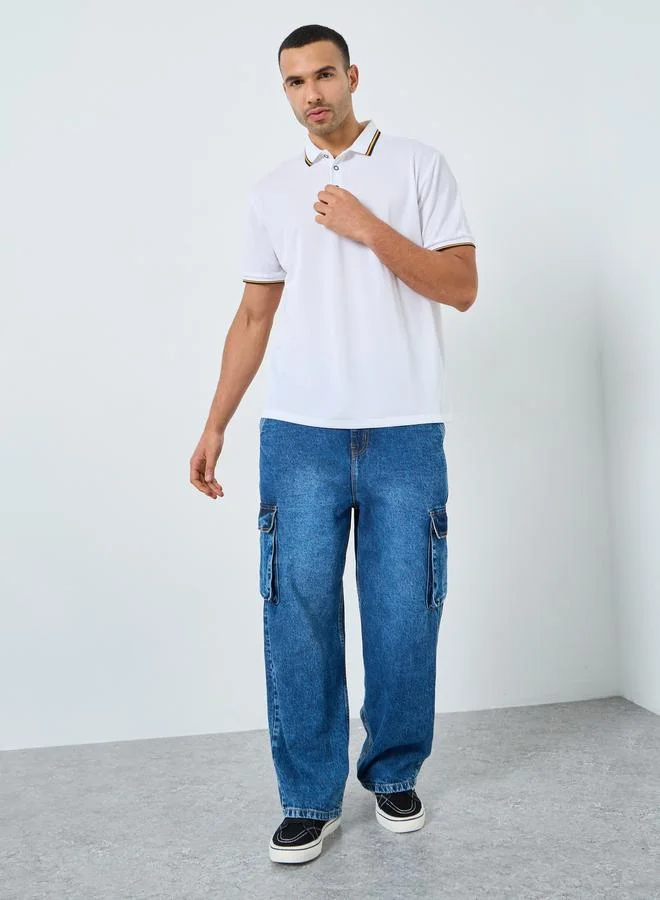 Styli Styli Men Regular Fit Contrast Tipping Solid Polo