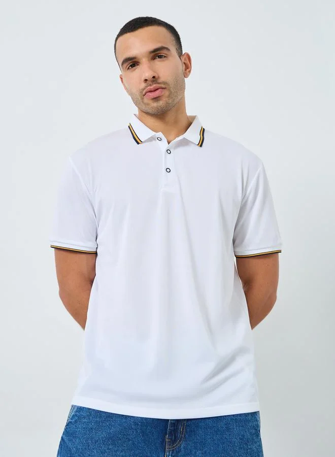 Styli Men Regular Fit Contrast Tipping Solid Polo