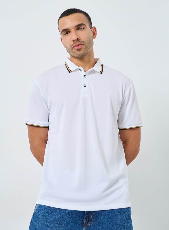Styli Men Regular Fit Contrast Tipping Solid Polo - Image 1