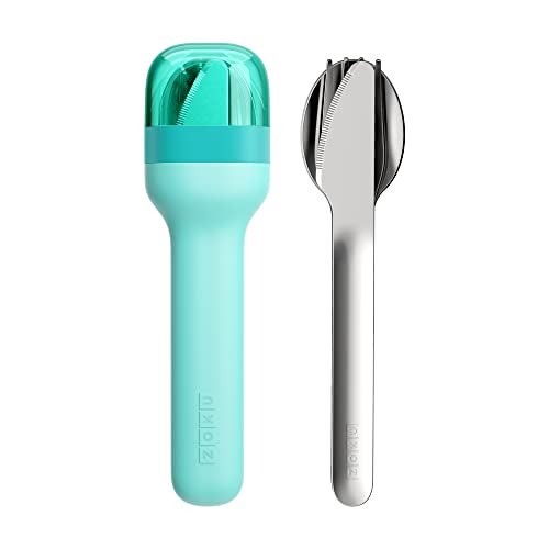 Zoku Stainless Steel Pocket Utensil Set of 3 - Teal Green | Fork, Knife, Spoon in Travel Case| Reusable Portable Cutlery Set Tableware for Adults, Kids, Office, Picnics, Camping, Outdoor, Home - Image 1