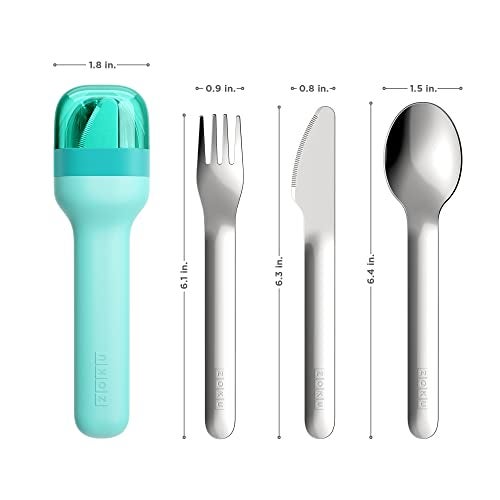 Zoku Stainless Steel Pocket Utensil Set of 3 - Teal Green | Fork, Knife, Spoon in Travel Case| Reusable Portable Cutlery Set Tableware for Adults, Kids, Office, Picnics, Camping, Outdoor, Home - Image 3