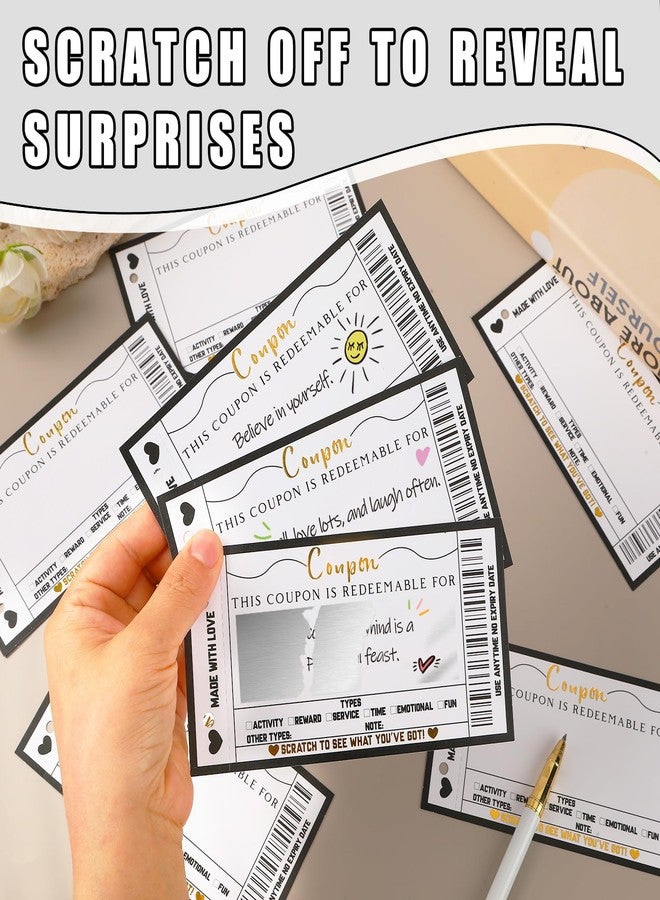 JULEASEL Scratch off Blank Coupon Book for Him Her on Any Occasion, 30 Vouchers Booklet Custom Gifts for Boyfriend, Girlfriend, Mom, Dad, Wife, Husband, Best Friend, Business - Image 3