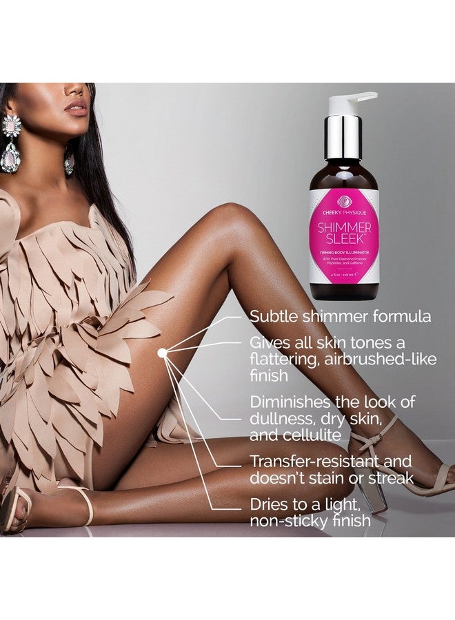Cheeky Physique Shimmer Sleek Firming Body Illuminator Shimmering Body Glow Cream With Skin Firming And Light Reflecting Ingredients Real Diamond Dust + Peptides + Caffeine 4 Oz. - Image 4