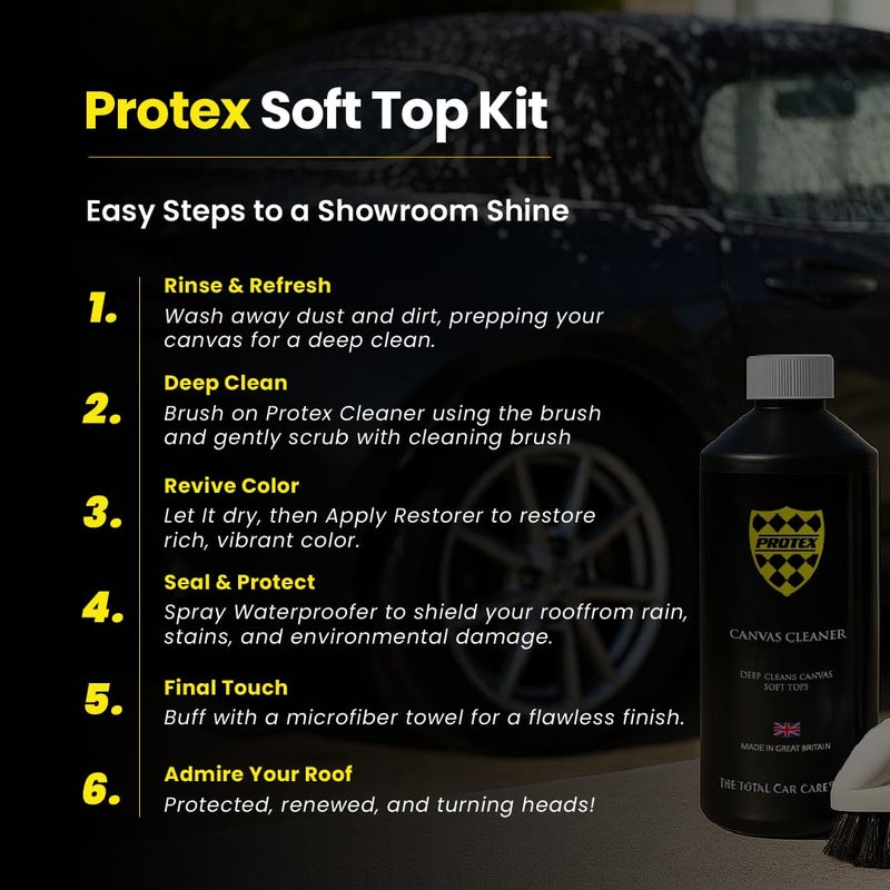 PROTEX Convertible Soft Top Care Kit With Canvas Cleaner & Waterproofer - 500ml - Image 3