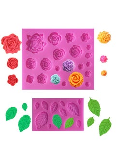 Sienon SIENON 33 Cavity Rose Flowers and Leaves Fondant Candy Silicone Molds For Sugarcraft, Cupcake Toppers, Soap, Polymer Clay,Crafting Projects，Wedding and Birthday Cake Decoration  - Image 1